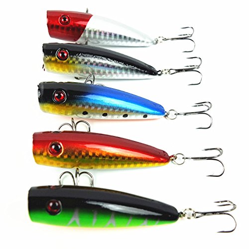 HiUmi Lot 5pcs Big mouth bait Fishing Lure 7cm 9g Fishing Topwater Floating Popper Poper Lure Hooks Bait Crankbait (2.75 inch 0.32 oz) Suggest a change