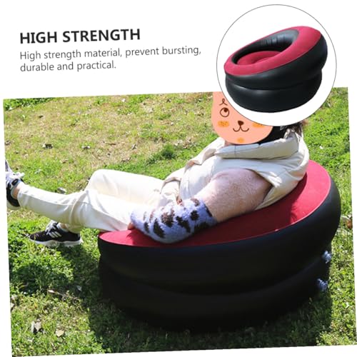 Sofá inflable resistente y cómodo de color rojo con estructura plegable de alta densidad 6