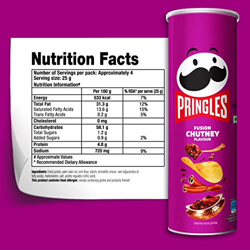 Image of Kellogg's Pringles Salted Fusion Chutney, Each 107 Gm (Pack Of 2)