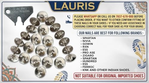 Image of Lauris Cricket Shoe Spare Spikes for Men Boys Full Metal Replaceable Nails Pins | Pack of 22 Pieces with Tighter Key Remover Spanner Compatible for Indian Shoes Thread Size 6 mm Metallic