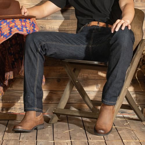 J's.o.l.e Ankle Cowboy Boots for Men Chelsea Boots Mens Slip On Casual Work Dress Western Boots Brown4