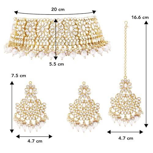 Image of Peora Kundan Faux Pearl Traditional Jewellery Set Gift for Women