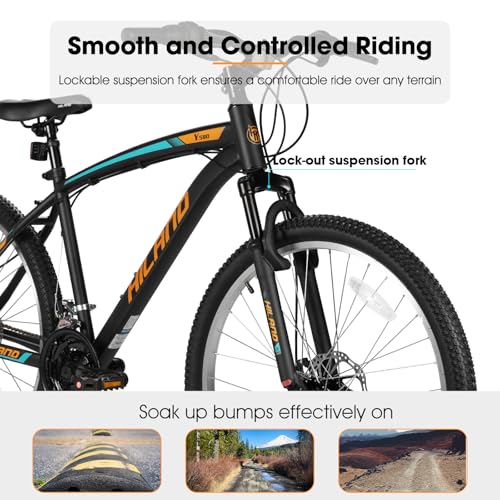 HILAND Mens and Womens Mountain Bike, 26 Inch 18 Speed