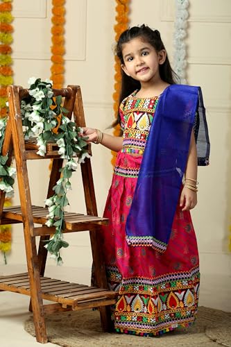 Image of AHHAAAA Kids Embroidered Traditional Ghoomar Lehenga Choli |Chania Choli|Radha Dress|Navratri /Dandiya /Garba Dress with Dupatta for Girls Y0040