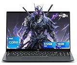 Tivique 15.6 inch Gaming Laptop with 12th Core i5-12600H Processor up to 4.50 GHz (Beat Ryzen 7 7730U) 12 Cores - 16GB RAM DDR4*2 + 512GB M.2 PCIe 3.0 SSD, 1080P FHD, BT5.2, USB3.2, Type-C,WiFi 6