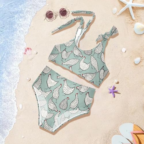 Image of CaTaKu Girls Swimsuits Two Piece Swimwear Cute Bikini Set Tankini Hawaiian Beach Sport Bathing Suit for Girls Size 3-12T