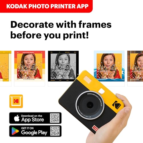 KODAK Mini Shot 3 Retro 4PASS 2-in-1 Instant Digital Camera and Photo Printer (3x3 inches) Initial 8 Sheets + 30 Sheets Cartridge Bundle, Yellow (NOT Zink)