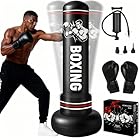 Qoosea Saco de Boxeo Adulto, 190cm Bolsa de Boxeo Inflable de Pie con Guantes, Mujeres Hombres Stand Kickboxing Bolsas, Punching Ball Estable para Karate MMA Taekwondo Thai Fitness