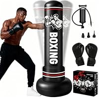 Qoosea Sacco da Boxe per Adulti, 190 cm Stabile Pungiball Adulti Gonfiabile con Guantoni da Boxe, Sacchi da Boxe Gonfiabile per Pratica di Taekwondo Muay Thai Karate MMA Fitness