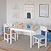 Homfa Kids Wooden Table and 2 Chair Set, 3-in-1 Kids Toddler Furniture Set Craft Table with Drawing Paper Rack for Dining Painting Reading Playroom Safe and Sturdy, White