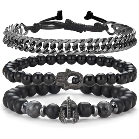 3 Piece Men's Stone Beaded Bracelet Set Cover