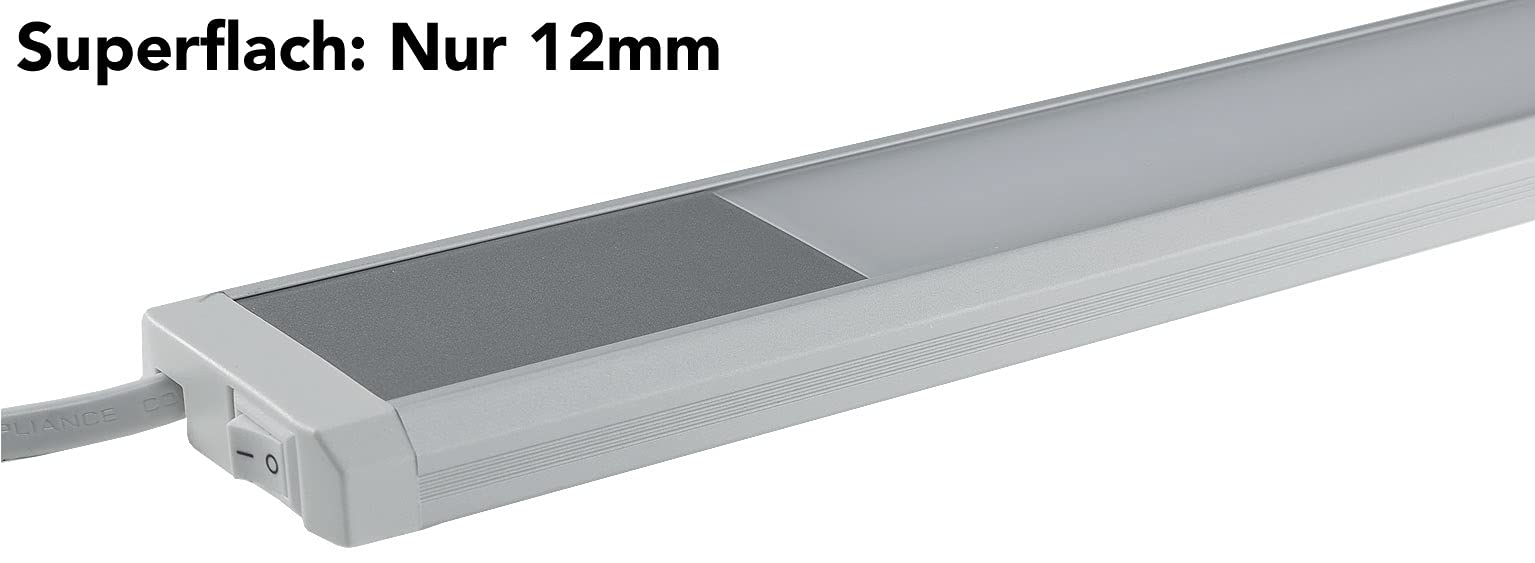 ChiliTec LED Unterbauleuchte Lichtleiste 60cm 10Watt Comprido | 1430 Lumen, 230V, 1,5m Kabel mit Schalter, Beleuchtung für Küche Arbeitsfläche 3 Stück Licht Neutralweiß