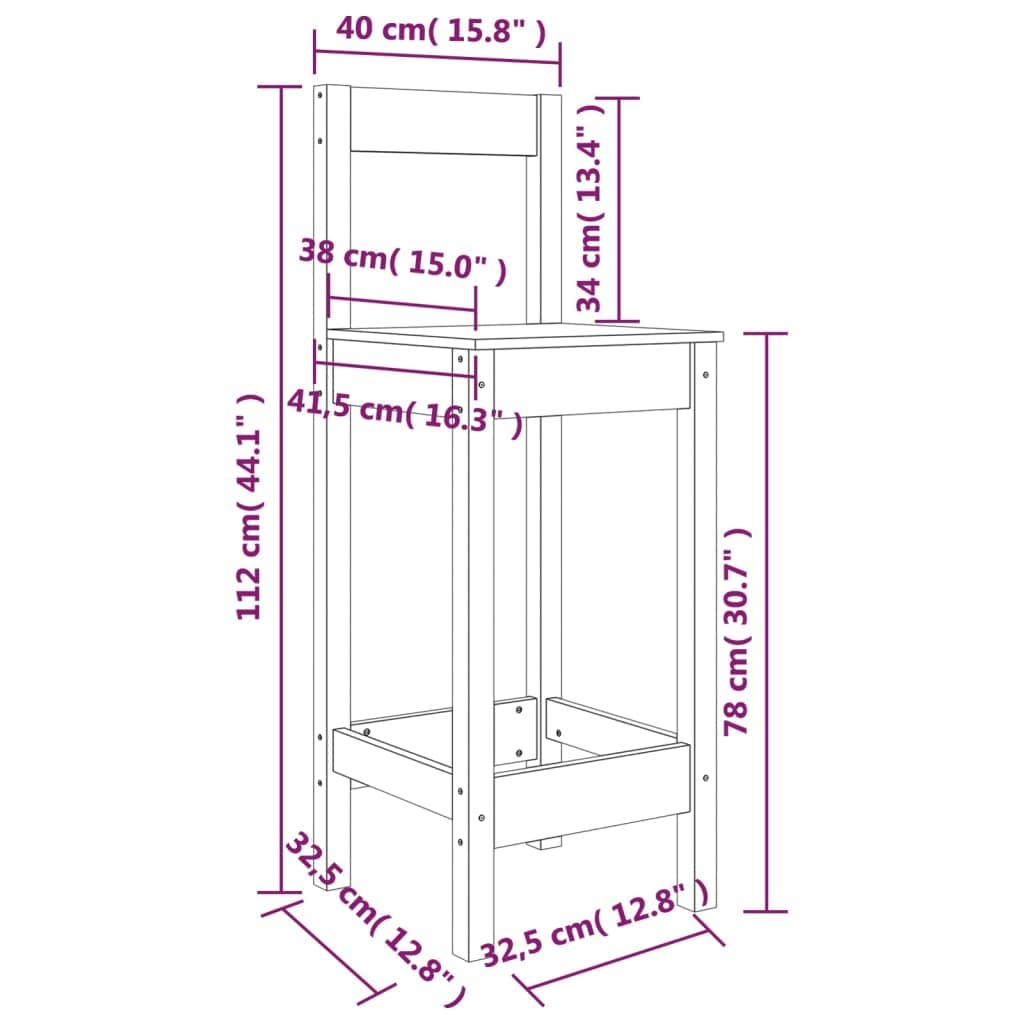 vidaXL 2X Taburetes Altos Asiento Silla Comedor Cocina Sala de Estar Salón Bar Bistró Mueble Interior Decoración Madera Maciza de Pino