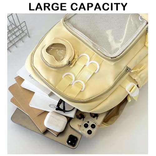 Cute Ita Backpack for Girls Teens Pin Display Backpack with Insert Aesthetic Ita Bag for Anime Cosplay Collectors (Yellow)4