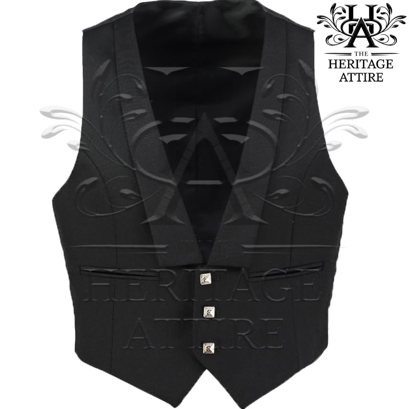 Scottish Handmade Prince Charlie Jacket with 3 Button Waistcoat | Wool Argyle Kilt Jacket4