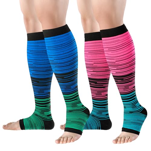 Image of bropite 2 /3 Pairs Open Toe Compression Socks for Women, Support for Travel, Nurse&Swelling