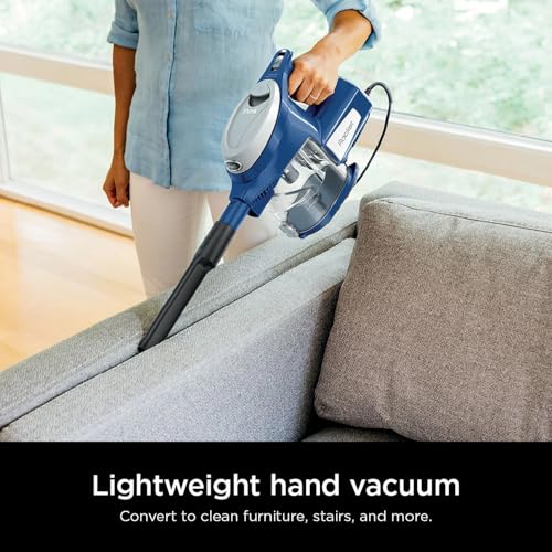 Image of Shark HV200 Rocket Corded Stick Vacuum, Lightweight, Bagless, for Carpet and Hard Floor Cleaning with Swivel Steering, Blue (Renewed)