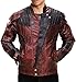 Fashion_First Guardians of The Galaxy Star Lord Chris Pratt Maroon Chaqueta de piel sintética para hombre – Disfraz de Guardianes de la Galaxia Chaquetas y pantalones de piel auténtica para hombre