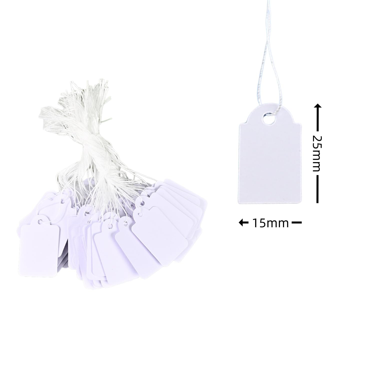 500 Pcs Marking Tags Price Tags White Smooth Surface Labels Hanging String Display Tags, Paper Price Labels Blank Jewelry Price for Pricing Gift Jewelry Clothing Yard Sale Products Shoes — view 2