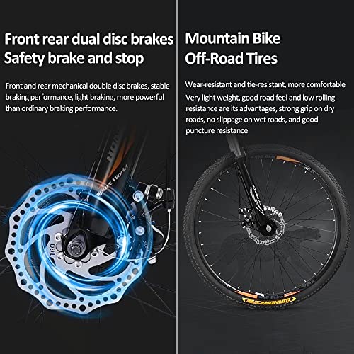 Yirunfa Premium Mountainbike in 24 Zoll mit Aluminium-Rahmen, Scheibenbremse vorne und hinten - 21 Gang-Schaltung Mountain Bike Hardtail Jugendfahrrad MTB Passform: 130-170cm – Bild 6