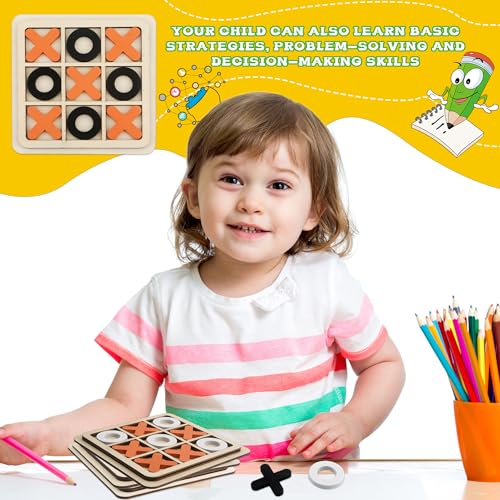 12 sets de juegos de mesa Tic Tac Toe de madera miniatura 7