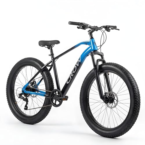 Image of CROW - Black Ninja Fat 7 Gear Cycle for Boys |Bicycle for Men Adult| Cycle for Adults /Men| MTB with Front Suspension & Dual disc Brakes | Unisex 26 inch INCH MTB