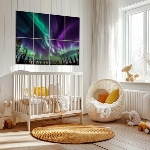 Paneles Acústicos Artísticos GAROLINAPW Paquete de 8 Piezas 48x32 Pulgadas Púrpura Verde Northern Lights miniatura 6