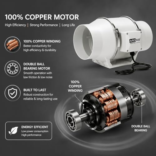 Image of Inline Duct Fan 6Inch /150mm | Silent Mix Flow Fan | Duct Exhaust Fan | Inline Exhaust Fan | Circular Inline Fan|Air Circulation System| White | 70W Copper Motor | 2 Speed | Air Flow 540m3 /h