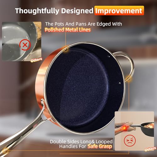Image of Deluxe DUXANO 14PC Healthy Pots and Pan With 9H Anti-scratch Coating, 2-Layer Non-Stick Ceramic&PFAS Free, Sensitively&Evenly Induction Cooking, Enhanced Flavor with Infrared Cookware, Dishwasher Safe