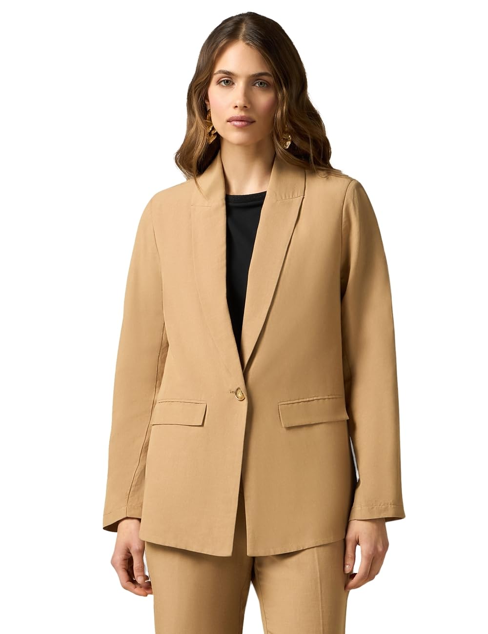 Oltre: Blazer de Mezcla de Lino Beige 52 Spring Summer 24