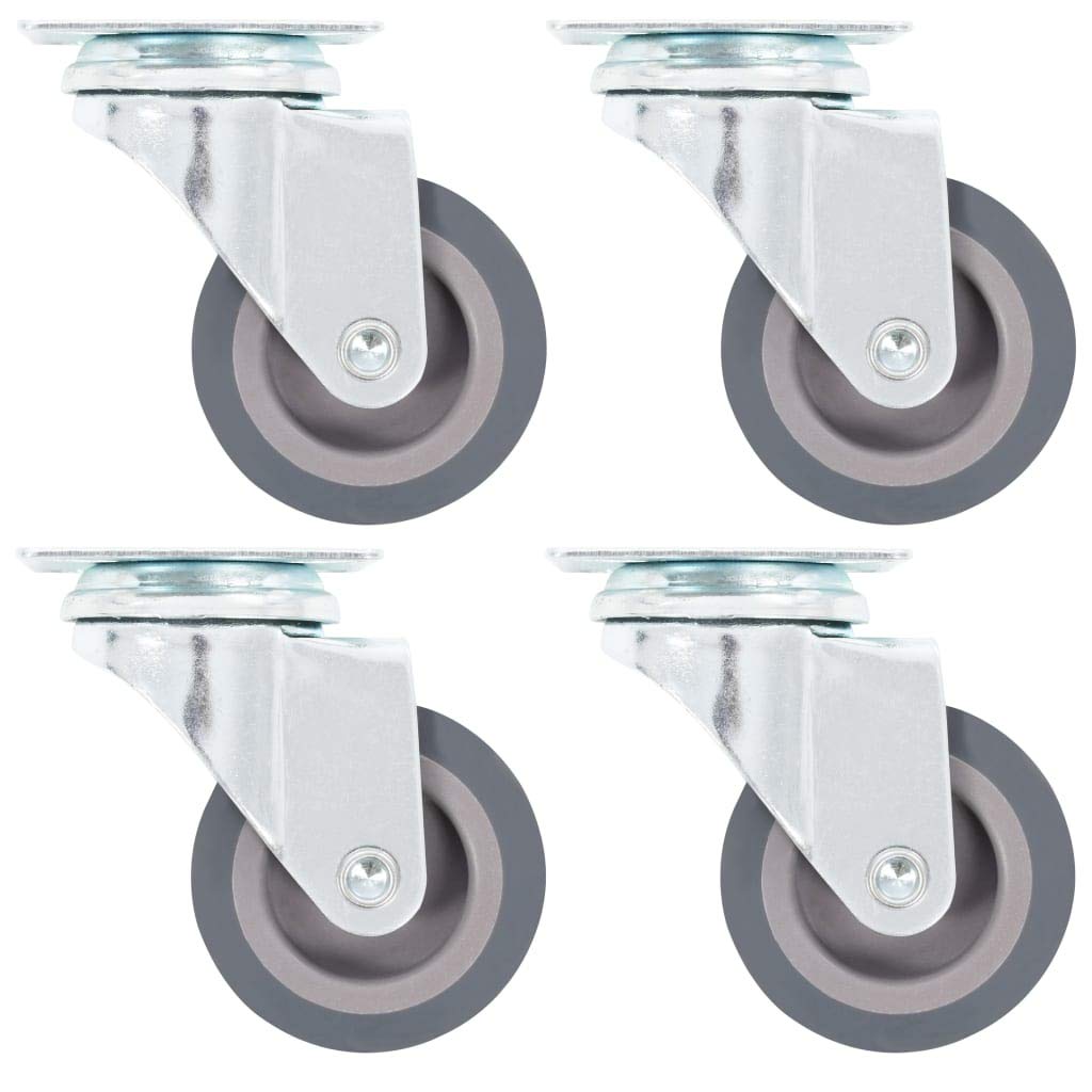 Lenkrollen Set 4 Stk. 50 mm grau TPR Eisen mit Zinkbeschichtung für Werkbank Wagen Rollwagen Plattformwagen Materialfluss Transporttechnik Lagerlogistik leise leichtgängig