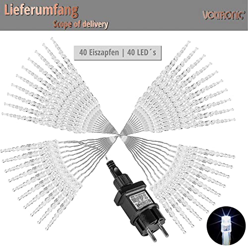 Foto von VOLTRONIC 40er LED Lichterkette Eiskegel Eiskegel Innen Außen IP44 Modell- und Farbwahl Kaltweiß