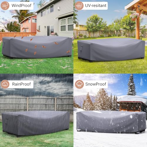 Image of Mrrihand Outdoor Patio Furniture Covers Waterproof 138 inchLx86 inchWx28 inchH Grey