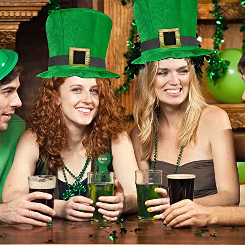 St. Patrick's Day Accessories Decoration,Green Leprechaun Top Hat with Clover Long Necklace Irish Badge Pin and 3 Clover Bracelet for St.Patrick's Day Parade and Celebration Woman Man Party Favors - Image 3