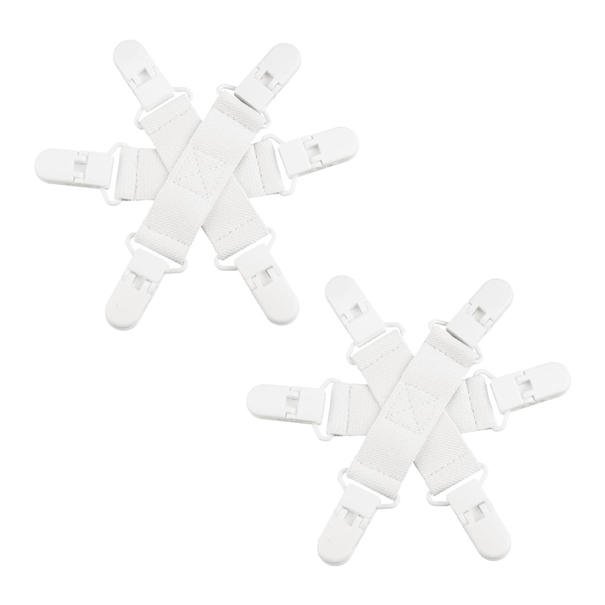 Lotsdonxia White 2 Pcs Bed Sheet Detanglers, 6-Clip Fabric & Plastic Laundry Clips – Stop Sheets & Duvets Tangling In Washer Dryer