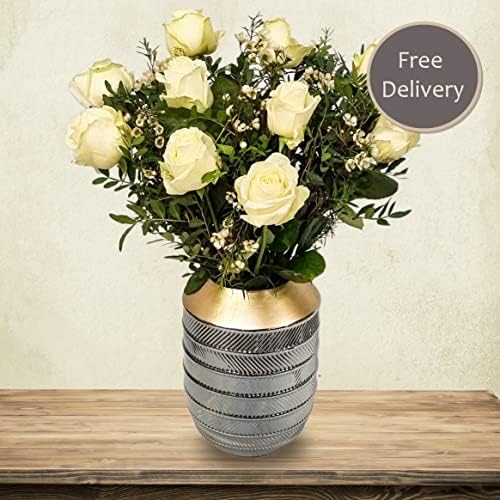White Rose Flowers Fresh Bouquet Box - Fresh Flowers Delivery Next Day | Next Day Delivery Gifts for Mum, Wife, Girlfriend on Valentine's Day, Mother's Day and Anniversaries | All Occasions