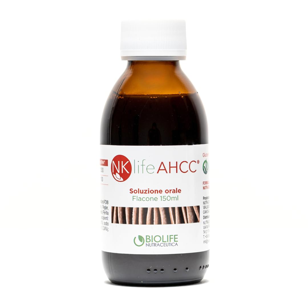 Biolife Nutraceutica Nklife AHCC Integratore difese immunitarie, Integratore per resistenza alle infezioni, Neutralizzazione del Papilloma Virus, Proprietà antiossidanti, Soluzione orale da 150 ml