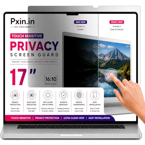 Image of Pxin Neo 17 inch (16:10) | Touch Sensitive Privacy | Anti Blue | Anti Glare | UV (A /B /C) Block| OptiX & BLUVLIGHT Block Layer | Privacy Filter compatible with HP /Dell /Lenovo /Asus /Acer
