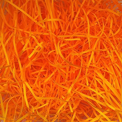 Image of Shredded Paper For Packaging, 100 GMS, Decorative Paper Grass, Paper Grass for Gift Packing, Color Papers For Decorating, Christmas Grass Decoration - Box Packaging (Orange)