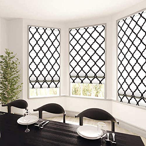Artdix Roman Shades Blackout Window Shades - White Lined Fabric Custom Geometric Roman Shades Blinds For Windows, Doors, French Doors, Kitchen Windows #TOP3