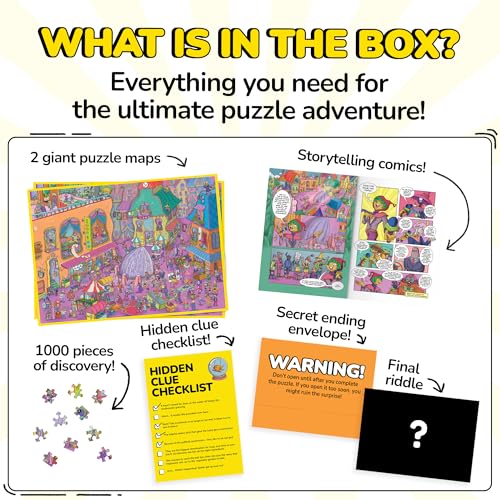 Image of Odd Pieces Jigsaw Puzzles 1000 Pieces with Storytelling Comics, for Women, White Elephant, Mystery Puzzle for Adults & Kids - 19.7'' x 27.6'' Frameable Magic Puzzle Art (Shutterbug)