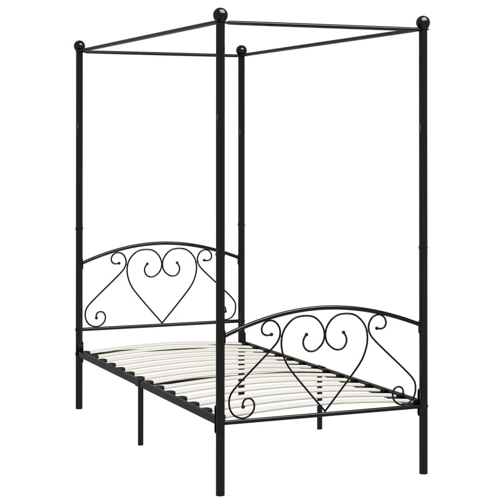 vidaXL Estructura Cama con Dosel sin colchón Metal Negro 120x200 cm