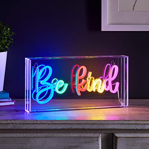 Lights4fun LED neon oplichtend opschrift "Be kind" op stroom bediend