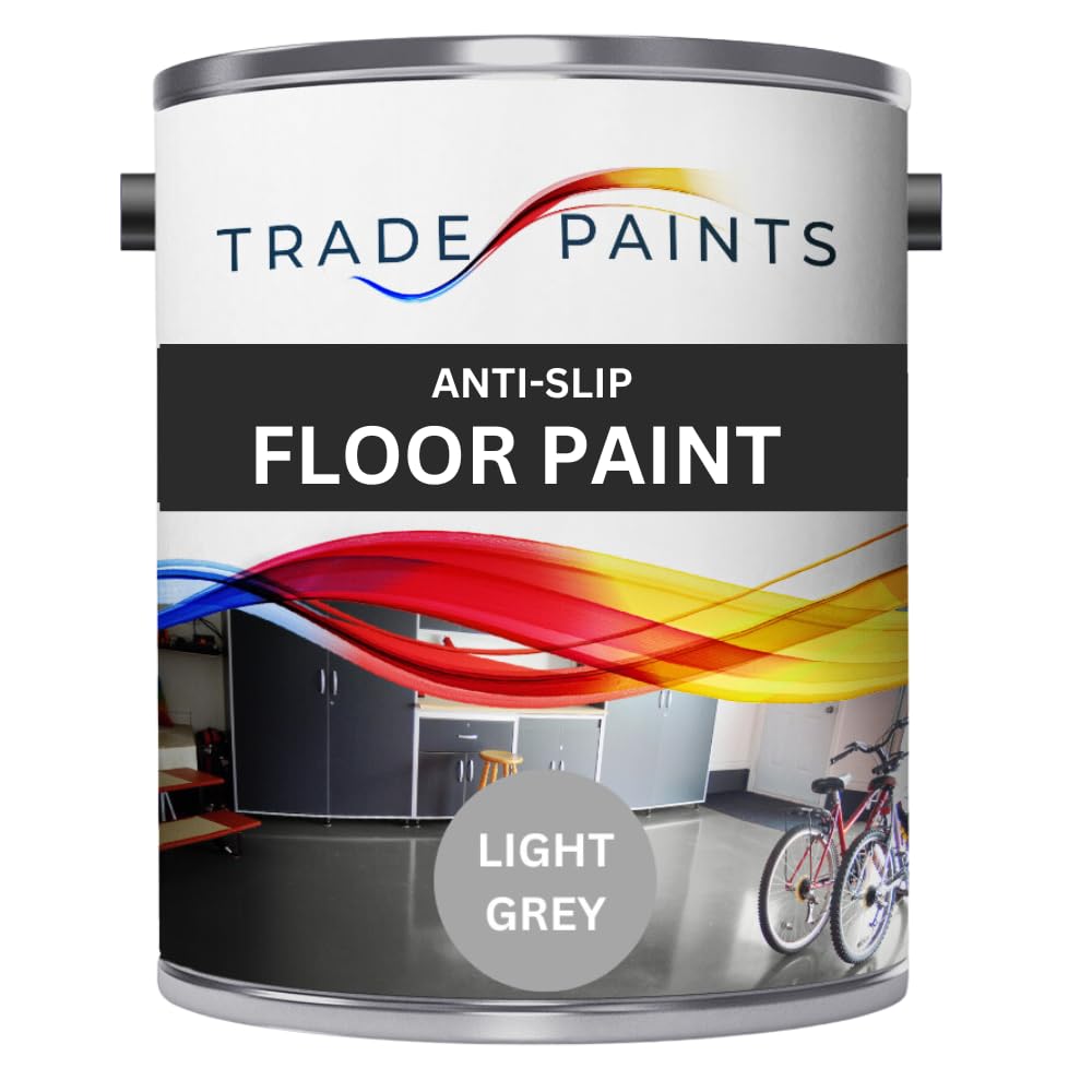 Trade Paints Anti-Slip Floor Paint - Ideal For Concrete, Stone, Brick, Wood & Metal - Provides A Safer Slip-Resistant Coating For Both Residential & Commercial Use (Light Grey BS00A05) - 5 Litre