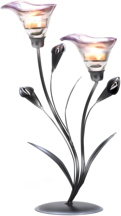 Floral Candle Centerpiece Holder, Lilies 2 cups 