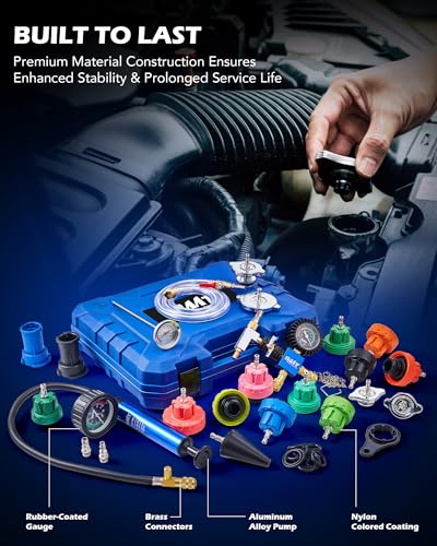 Image of Orion Motor Tech Coolant Pressure Tester Kit, 26pc Coolant Vacuum Refill Kit with 18 Radiator Adapters, Radiator Cooling System Pressure Tester & Filler Kit with Vacuum Pump Vacuum Purge & Refill Tool