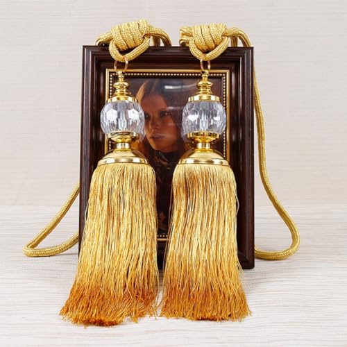 GLOBALHUT Lot de 2 embrasses de rideaux de luxe faites à la main avec pompons et perles pour...