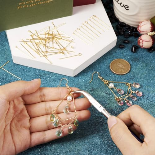 Craftdady 300Pcs Head Pins Ball Head Pins Eye Pins 30mm 18K Gold Plated Jewellery Making Supplies for Jewellery Making - Image 3