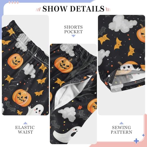 Cartoon Ghost Bat Pumpkins Boys Pants for Kids Jogger Pants with Pockets S4