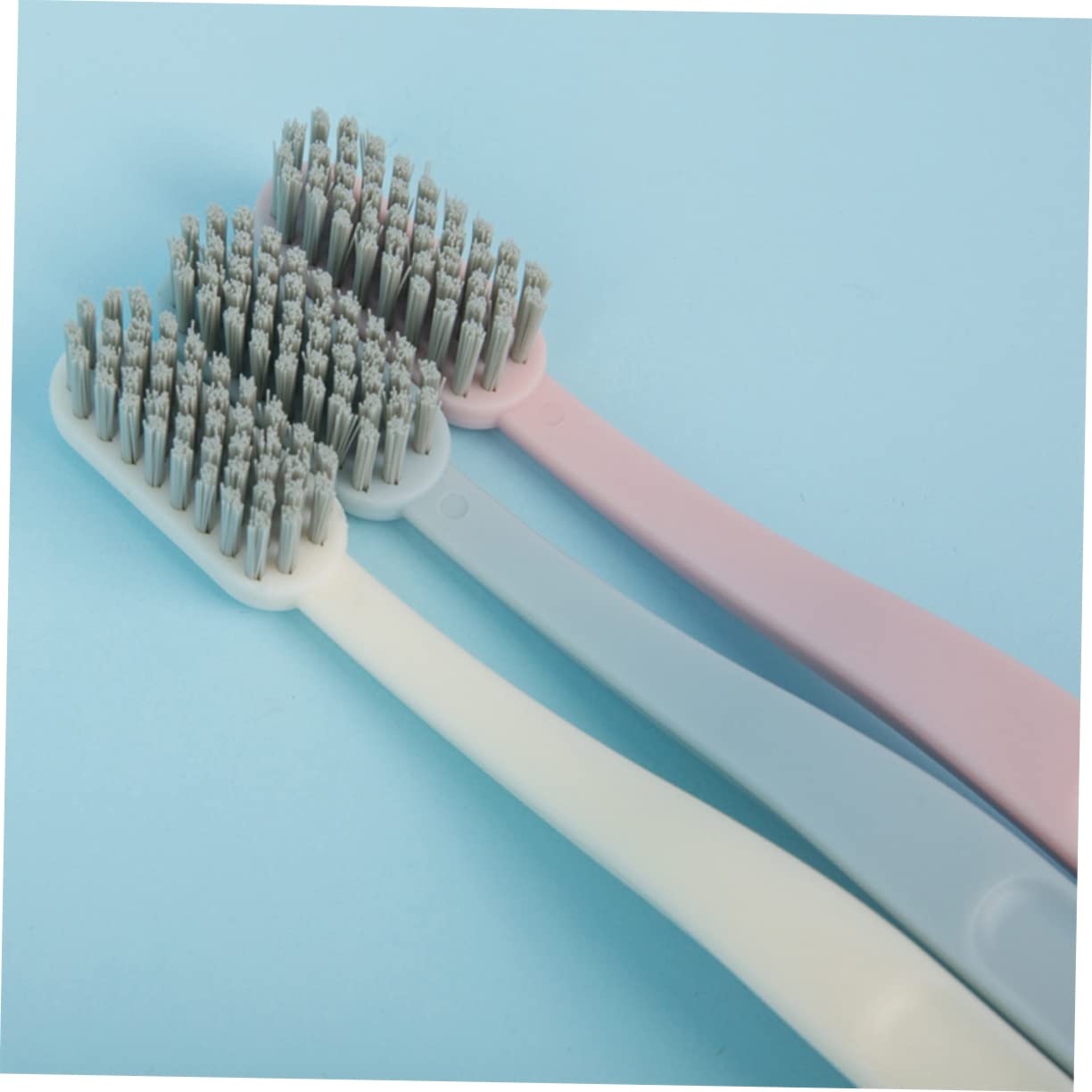 HOODANCOS 9 Pcs Nylon Toothbrushes Hard Hair Oral Care Tool in Pink Beige Durable Teeth Cleaning with Curved Handle for Enhanced User Experience